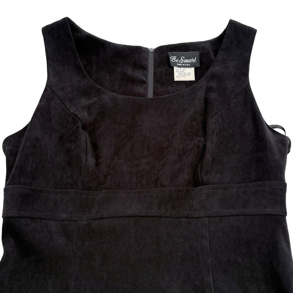 Be Smart Y2K Faux Suede Mini Dress NWT VTG Women S Black Retro Goth Babydoll